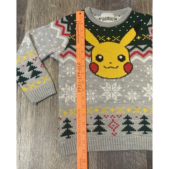 Pokémon Pikachu Ugly Christmas Sweater Kids 5-6 Years Old Holiday Snow Flake - Picture 7 of 10